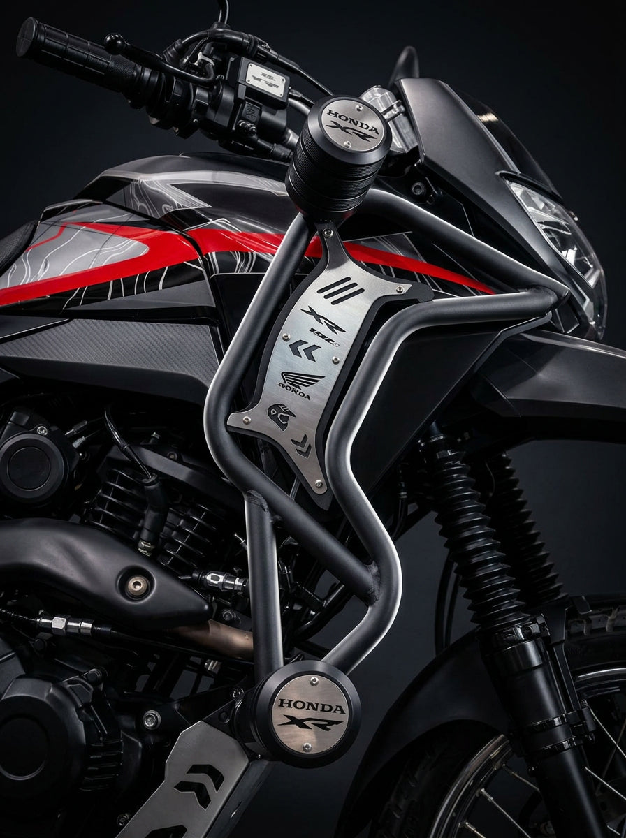 Defensa stunt para Honda XR190 XR150 en acero con placa inoxidable