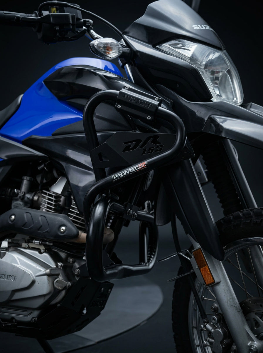 Defensa maciza PROMECOL para Suzuki DR150 en acero negro reforzado