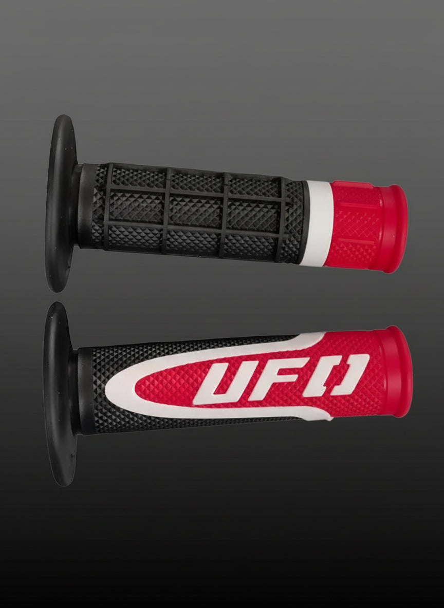 Mangos UFO Universales - Par rojo y negro con branding UFO