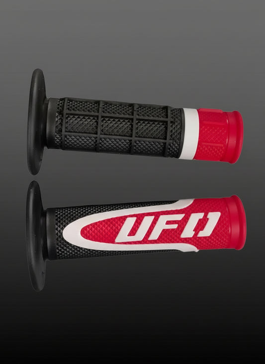 Mangos UFO Universales - Par rojo y negro con branding UFO