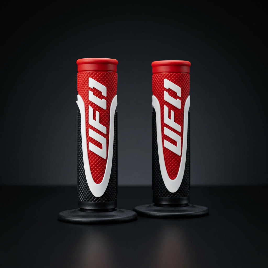 Mangos UFO rojo para moto - agarre antideslizante con logo UFO