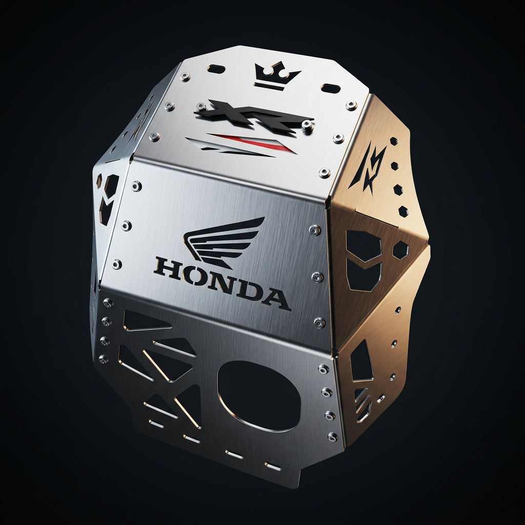 Pechera cromada cubremotor Honda XR190 XR150 acero inoxidable con logo Honda