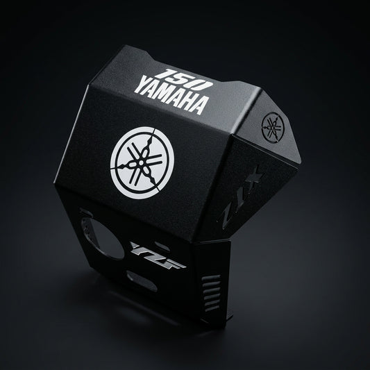 Pechera protector de motor Yamaha XTZ 150 en aluminio negro mate con logo Yamaha