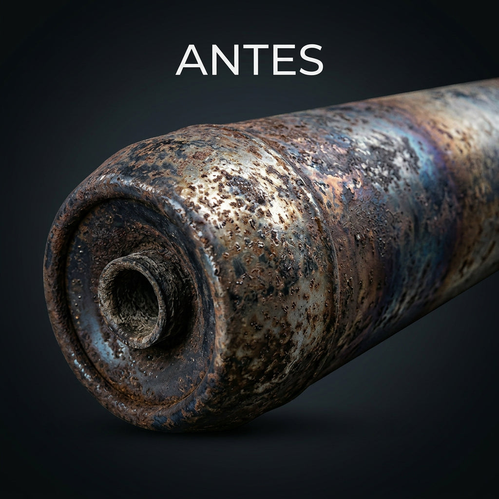 ANTES - Exosto oxidado y deteriorado por el uso