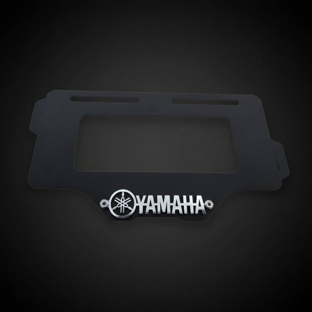 Porta Placa Acero 3D Negro con Logo Yamaha para Moto